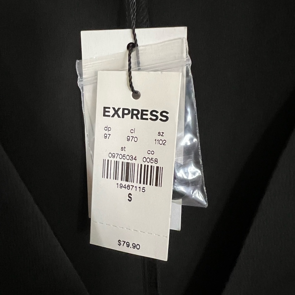 Express Black Long Sleeve V-Neck dressy top w/ two buttons.. NWT.. never worn.. - Picture 3 of 6